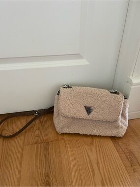 Guess Sherpa Crossbody Bag in Cream